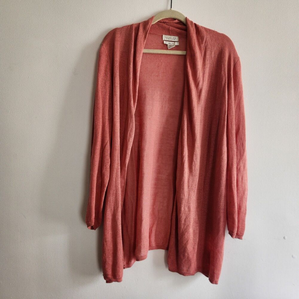 Rachel Zoe 100% Linen Long Sleeves Open Cardigan XL layering transitional casual